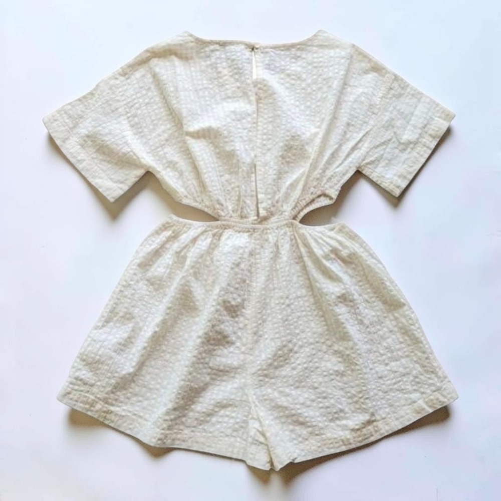 Madewell Textured Seersucker Side Cutout Romper White M NWT - Picture 6 of 8